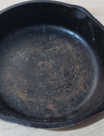rusting cast iron pan