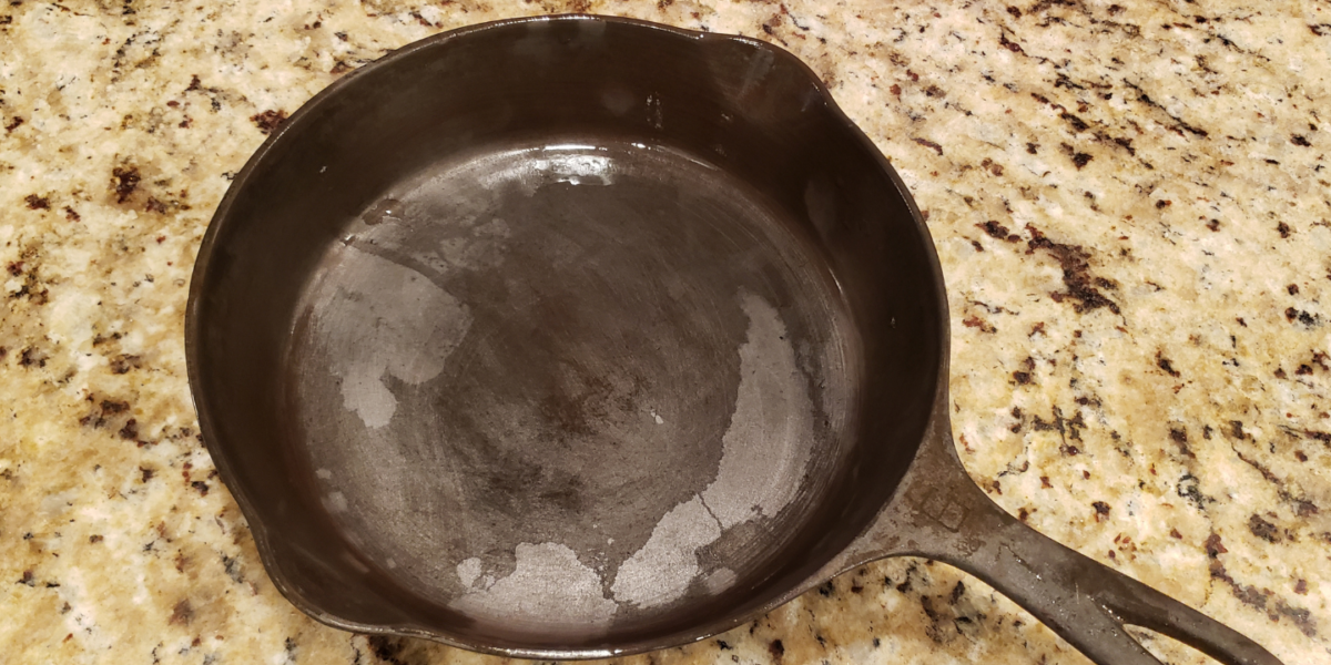wet cast iron pan