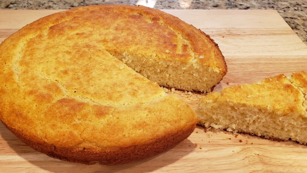 cornbread with slice cut out