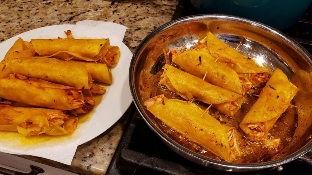 frying the taquitos