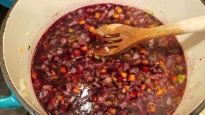 red wine and mirepoix